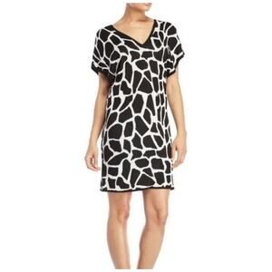 Ella Moss Black & White Animal Print Oversized Sweater Dress Women's Size S NWT